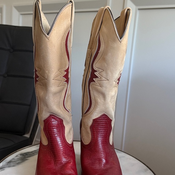 Frye Western Cowboy Boots - Red and Tan - Picture 3 of 8